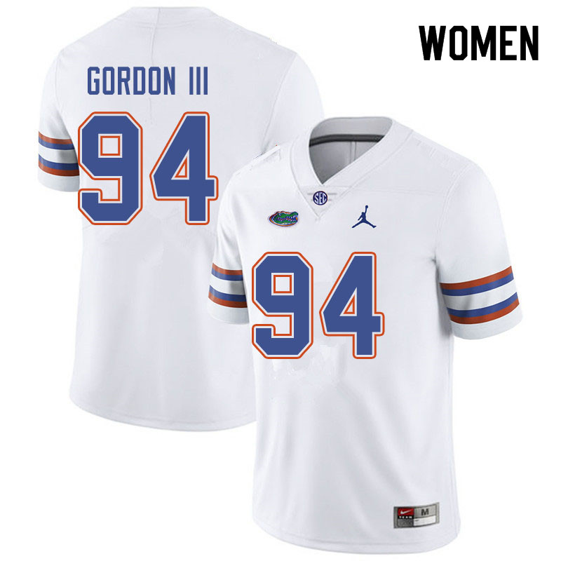 Jordan Brand Women #94 Moses Gordon III Florida Gators College Football Jerseys Sale-White